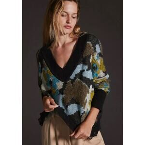 By Anthropologie Drop Shoulder V-Neck Sweater Size Large